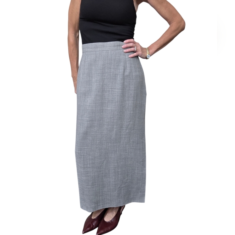 Vintage Laura Ashley Wool Midi Skirt Gray Made in Great Britain 8